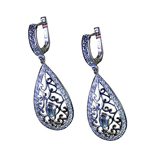 Boucles d'oreilles topazes bleues naturelles : cadeau de naissance idéal
