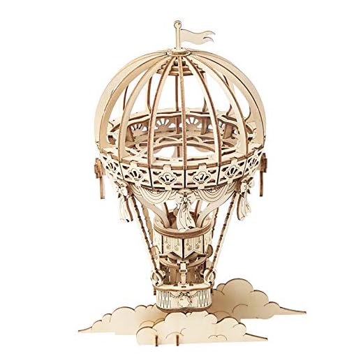 Rowood 3D Wooden Puzzle Assembly Craft Kits, Romantic Toys Gifts for Adults Teens Boys and Girls - Hot Air Ballon (140 Pieces)