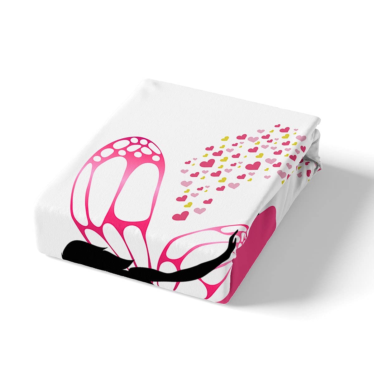 Juego de cama de hada con alas para niñas, funda de edredón para niños y niñas, diseño de mariposas, color rosa