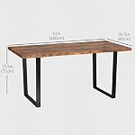Table à manger HOMCOM de 63 po, table de cuisine industrielle avec plateau à bords ondulés et pieds en acier pour jusqu'à 6 personnes, brun rustique