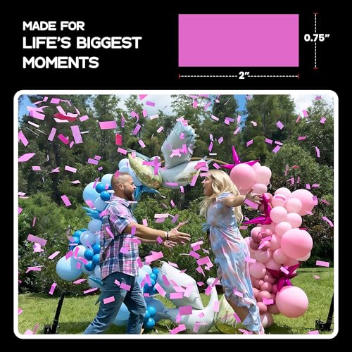 Image of Ultimate Confetti, Pink Biodegradable Confetti - Rectangular Fluttering Tissue Paper Confetti for Cannon and Launcher use - Best for Gender Reveal, Wedding, Parties, and Live Events - 1 lb, 16 oz