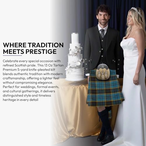 Image of 8 Yard Mens Kilt - Authentic Tartan Kilt for Men Highland Outfit for Weddings & Traditional Scottish Wear