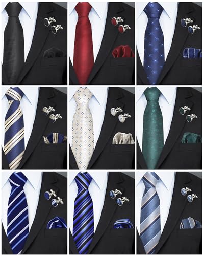 Image of Chicingyou 9 Silk Tie Set Men Silk Striped