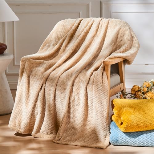 NEWCOSPLAY Flanell Decke Sofa Kuscheldecke Weizenohren Muster sofadecke Super weich und kuschelig Sofaüberwurf Braun-Wohndecke 130x150 cm… – Ansicht 2