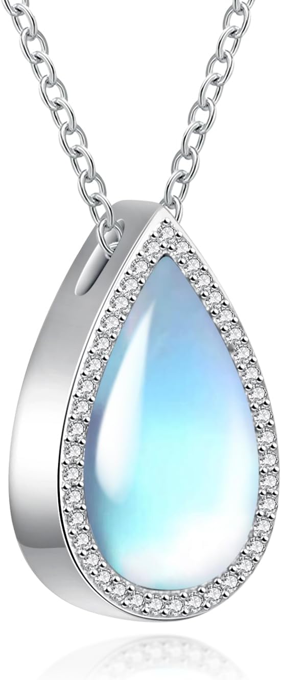 925 Sterling Silver Cremation Jewelry for Ashes Teardrop Urn Locket Jewelry for Ash Keepsake Urns Pendant Necklace for Ashes Memorial Jewelry Gifts
