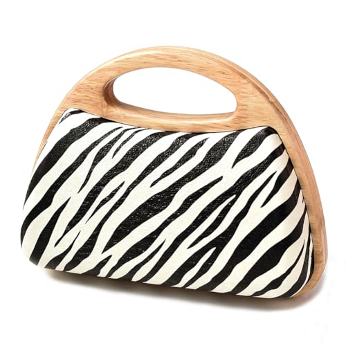 JRNDNIUO Zebra Print Evening Bag Animal Print Clutch with Chain Retro Evening Handbag for Party Wedding Prom