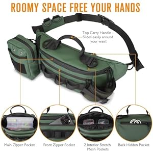 Dovesun fishing fanny pack for man lightweight fishing waist pack water repellent small tackle bag for fly fishing outdoor small stylish green   cucciolini doodles