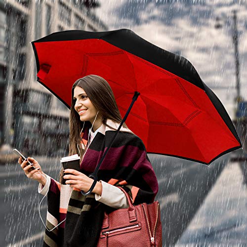 image for Owen Kyne Windproof Double Layer Folding Inverted Umbrella, Self Stand