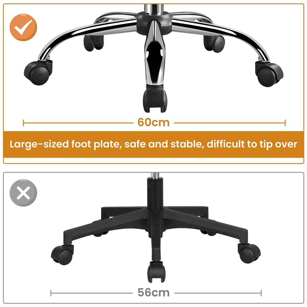 Yaheetech Silla Oficina de Bouclé con Ruedas Giratoria de 360° Blacnco