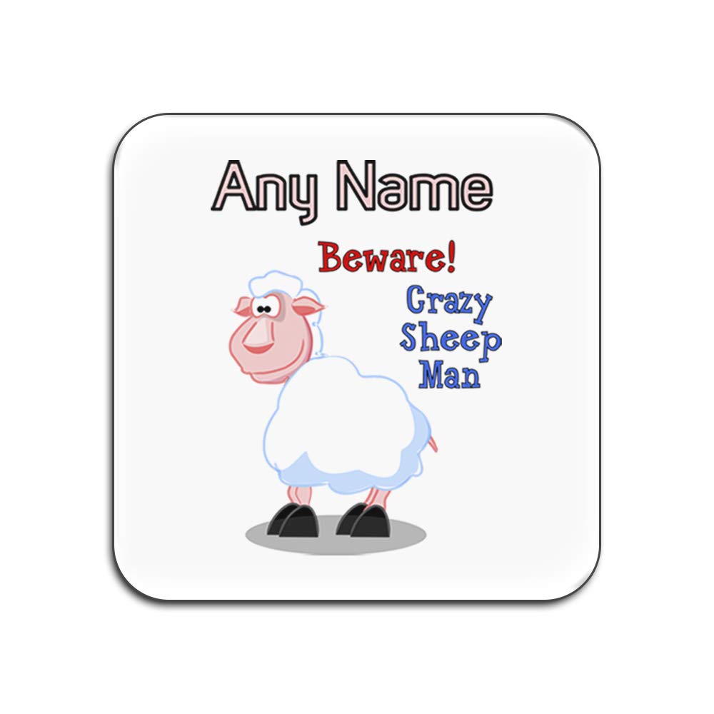 Sous-verres Crazy Sheep Man cadeau ideal blanc carre brillant
