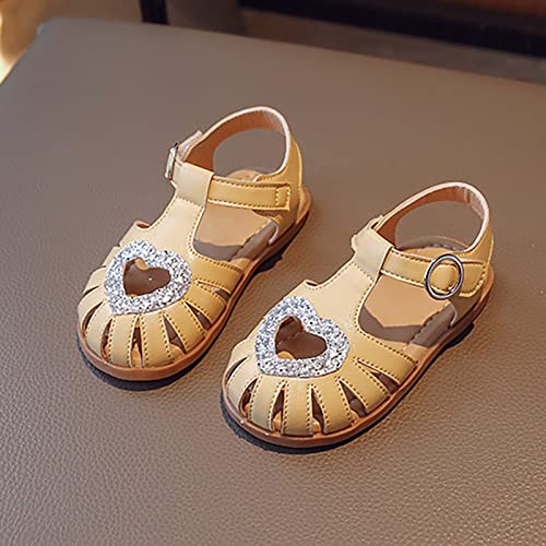 Toddler Girl Sequins Decorated Sandals Hollow Heart Closed Toe Open Heel Sandals Cute Beach Casual Sandals3