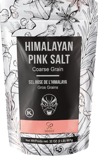 Soeos Himalayan Pink Salt, Coarse Grain, 2 Pound (32 Oz), Pink Hi...