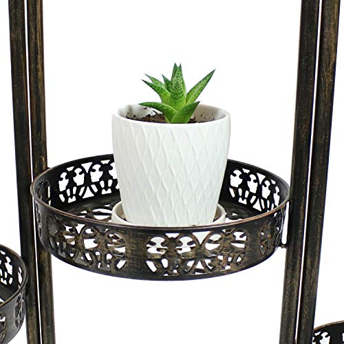 Sunnydaze Steel 10-Tier Indoor And Outdoor Folding Plant Stand - Tiered Metal Flower Pot Holder With Bronze Finish - Multi-Tiered Garden Planter Holder - 46 Inch Tall Plant Stand #TOP5
