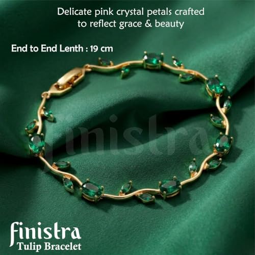 Image of finistra Tulip Bracelet for Women Stylish | Gold Plated Crystal Floral Jewellery | Adjustable Chain for Women & Girls Stylish | Elegant Tulip Bracelet for Women, Party & Daily Wear Accessory