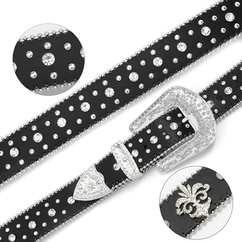 Sparkly Rhinestone Diamond Sequin Studded Belt for Men & Women - Western Cowgirl Cowboy Style3