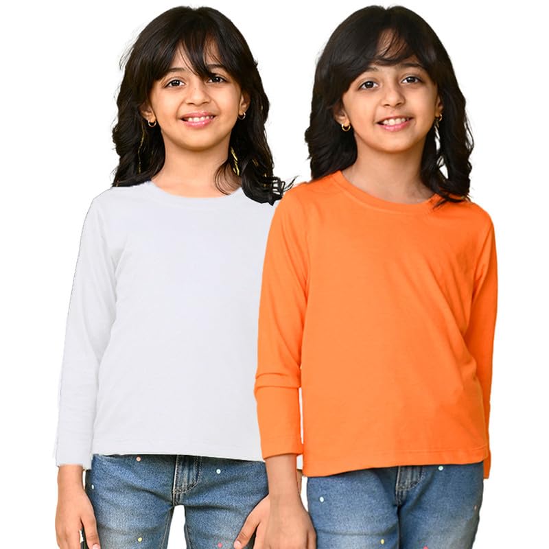Image of Nusyl Girls Full Sleeves T-Shirt for Kids | Cute Printed Casual Wear | Soft Cotton Blend | Comfortable Regular Fit | 2-16 Years | Multiple Colors
