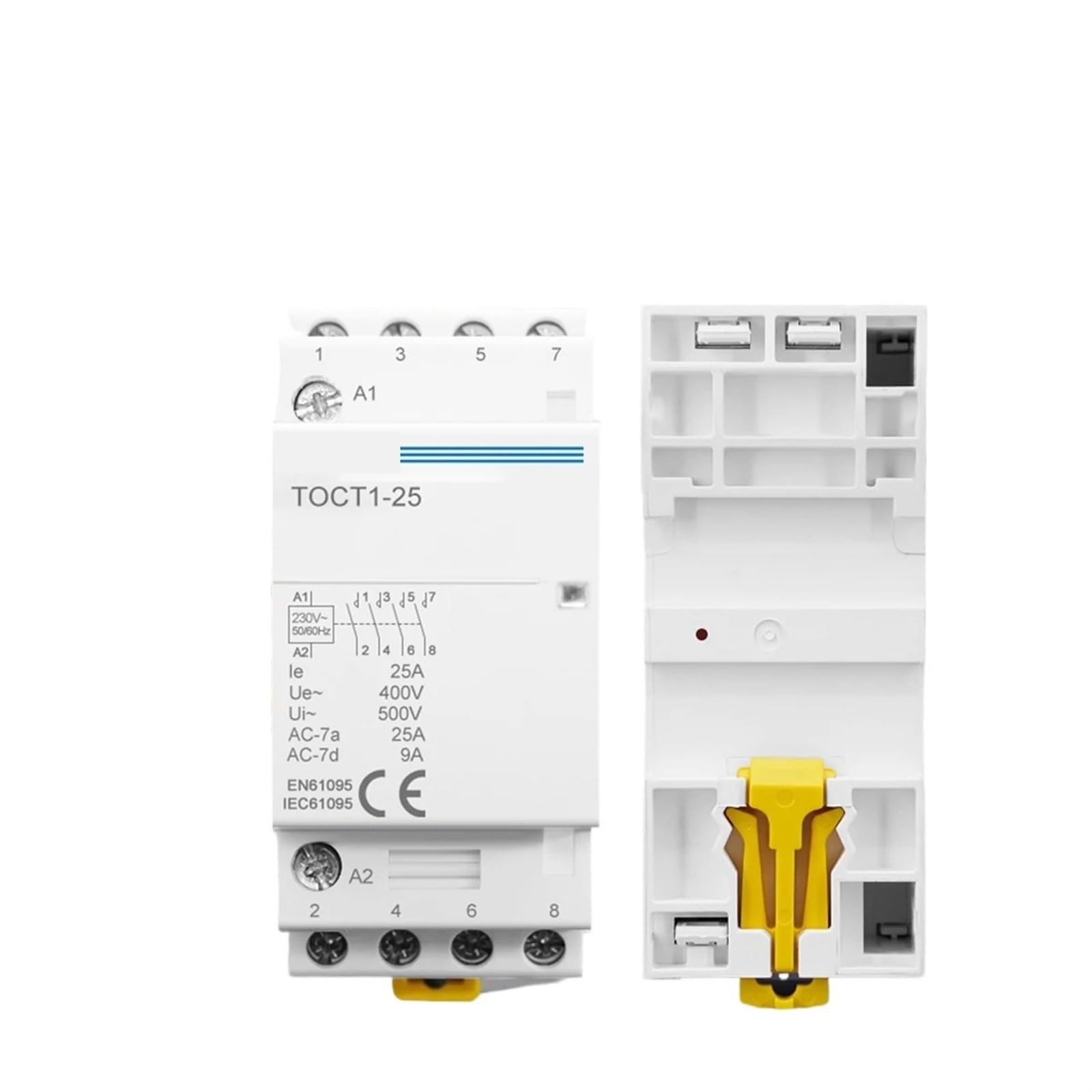 TOCT1 4P 25A 220V/230V 50/60HZ szyna Din stycznik modułowy AC domowy 4NO(220V,4NO)