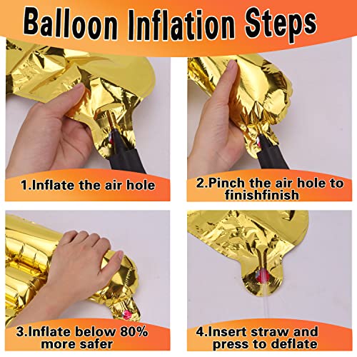 Fannev Gold Happy Birthday Banner, 16 Inch Mylar Foil Letters Sign Happy Birthday Balloon Banner Letter Party Decor, Reusable Balloons For Women, Men, Boys & Girls Birthday Decorations Party Supplies #TOP4