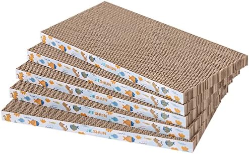 Jieshun Cat Scratcher Pad, 5 Pcs Scratcher Cardboard, Double-Sided Premium Scratch for Indoor Cats and Kittens,Durable Recyclable, Scratching Texture Design Durable Scraper