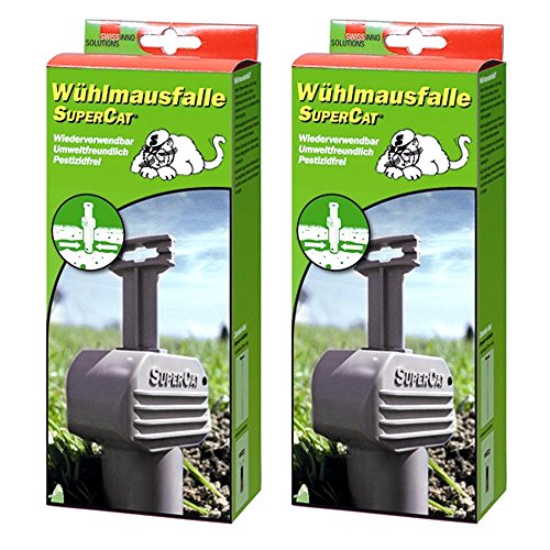 SWISSINNO Double Pack SuperCat Vole Trap | Effective Protection for Your Garden, Plants and Vegetable Beds | Reusable, Patented Design and Efficient Mechanism