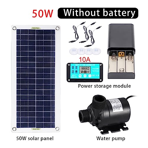 Pompe à eau solaire 50W avec batterie intégrée pour décoration de jardin