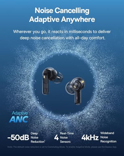 Baseus BP1 Pro in-ear hoofdtelefoon, Bluetooth 6.0, Bluetooth hoofdtelefoon met -50 dB ruisonderdrukking, noise cancelling oordopjes met Hi-Res & LDAC, 6 microfoon AI heldere oproep, IP55, 55 uur - Afbeelding 3