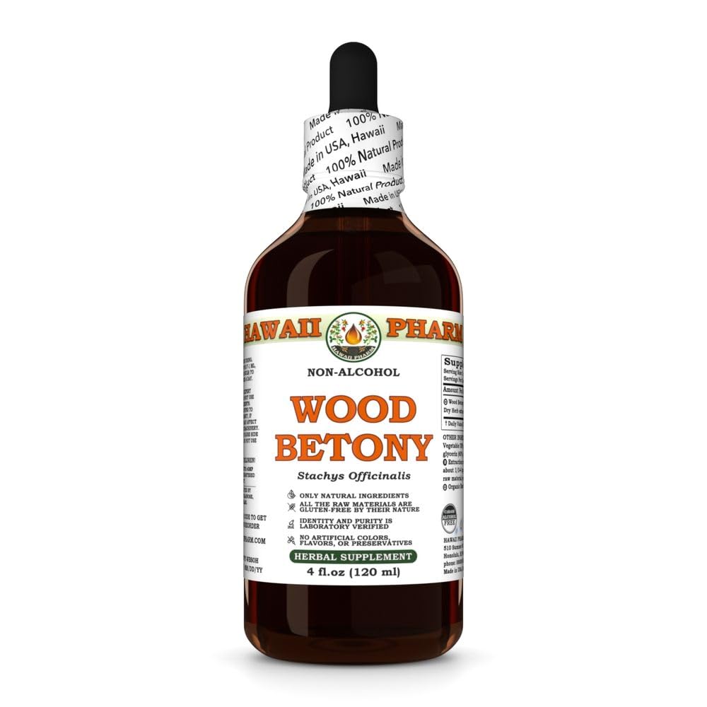Hawaii Pharm Wood Betony Herb Alcohol-Free Extract, 4 fl oz 4 Fl Oz (Pack of 1)