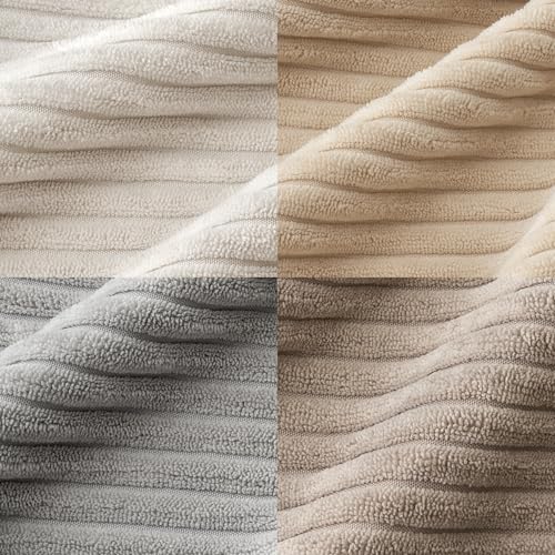 Image of MIULEE Soft Corduroy Decorative Throw Pillow Covers Neutral Tan 18x18