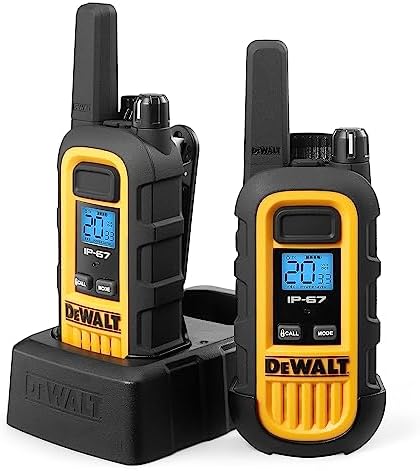 DEWALT DXFRS300 1 Watt Heavy Duty Walkie Talkies - Waterproof, Shock Resistant, Long Range & Rechargeable Two-Way Radio with VOX (2 Pack)