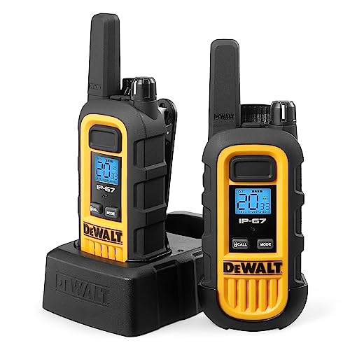DEWALT DXFRS300 1 Watt Heavy Duty Walkie Talkies – Waterproof, Shock Resistant, Long Range & Rechargeable Two-Way Radio with VOX (2 Pack)