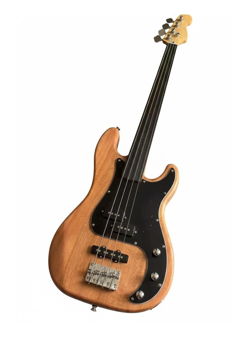Gitara basowa bezprogowa, korpus z litego mahoniu, podstrunnica palisandru, przetworniki PJ, 4 struny, drewno naturalne