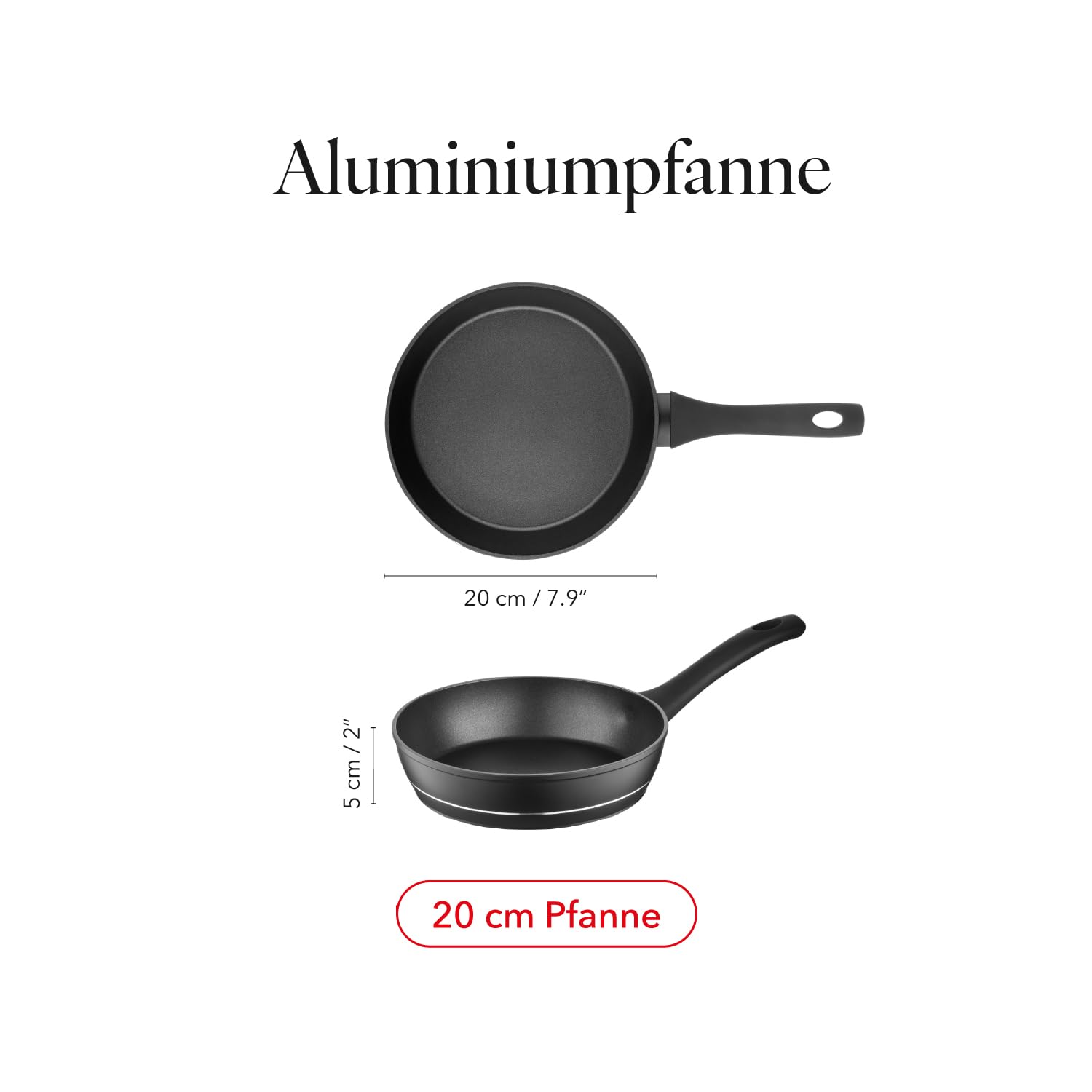 Florina Aluminium Bratpfanne 20 cm Durchmesser I Universalpfanne DELUX Antihaftbeschichtet I Anti-Kratz Pfanne mit Induktionsboden I Pfanne Geeignet für Induktionsherd – Bild 3