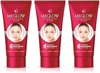 Meglow | Skin Brightening Moisturizer Cream for Women| Hydrates, Repairs, Radiates | Reduces Dark Spots, Melanin, Melasma | Prevents Pigmentation | Evens Tone Pack of 3 (30g each)