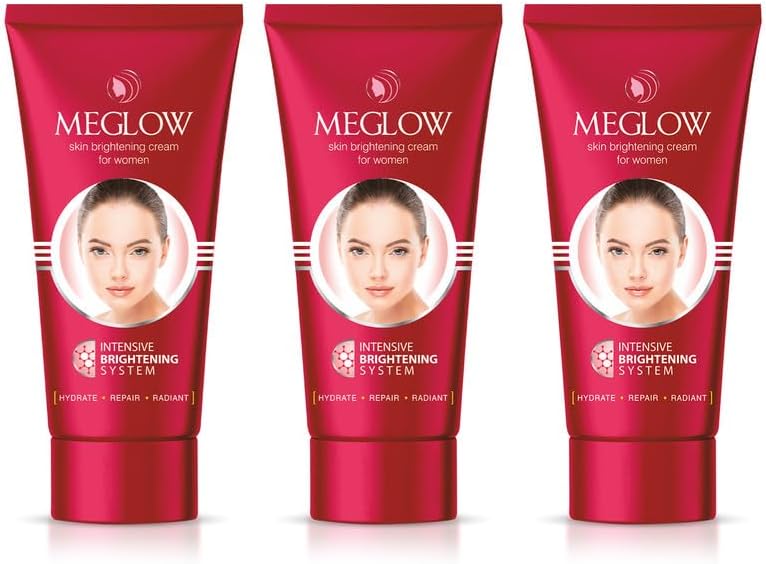 - Meglow by Leeford | Skin Brightening Moisturizer Cream for Women| Hydrates, Repairs, Radiates | Reduces Dark Spots, Melanin, Melasma | Prevents Pigmentation | Even Tone Pack of 3 (50g each)