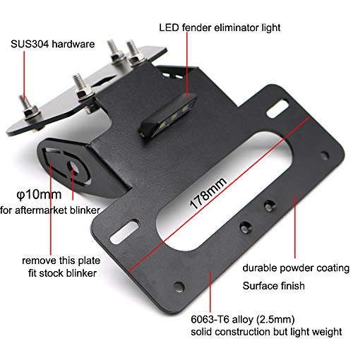 Xitomer Fender Eliminator, Fit For Ninja300 Ex300 2013-2020 / Ninja250 Ex250 2013-2017 Z250 2013-2018 / Z300 2015-2018 With Led License Plate Light #TOP2