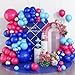 Blue Balloon Arch Kit, Blue Hot Pink Balloons Birthday Party, 5 10 18 Inch Rose Red Birthday Balloon Garland Kit DIY Backdrop, Perfect for Baby Shower, Wedding, Anniversary, Party Decoration