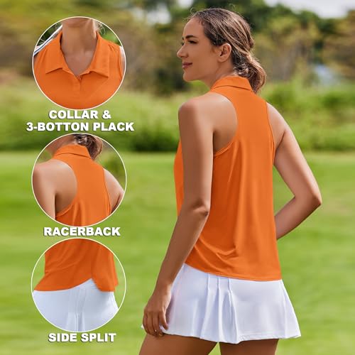 Image of PINSPARK Women's Golf Shirt Racerback UPF 50+ Tennis Tank Top with Collar