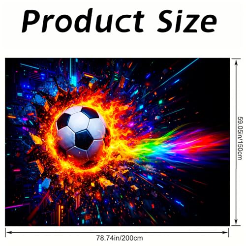 Image of Nuxovilar Cyber Soccer Wall Tapestry Polyester 78.74x59.05 In | Glow Poster Trippy Wall Art Sports Decor UV Backdrop Bedroom Game Room Dorm Space Room (Soccer Rainbow Trail)