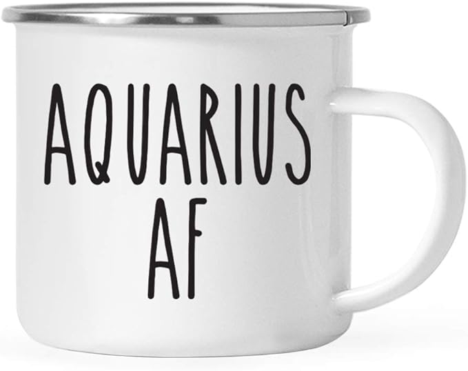Andaz Press Astrological Zodiac Sign 11oz. Stainless Steel Campfire Coffee Tea Mug Gift, Aquarius AF, 1-Pack, Birthday, Christmas, Horoscope Gift Ideas, Gift Box