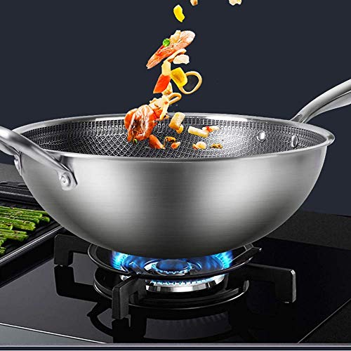 Wok de acero inoxidable 304 sin humo antiadherente miniatura 2