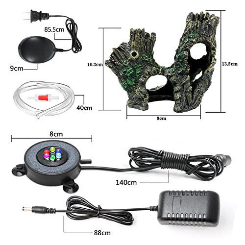 Luci LED a Bolle D'aria, Ornamenti per Acquari con Fori per Alberi, Illuminazione per Acquari a LED Colorati con Pompa Dell'aria, Valvole di Ritegno, Tubo Dell'aria, Adattatore di Alimentazione - Image 3