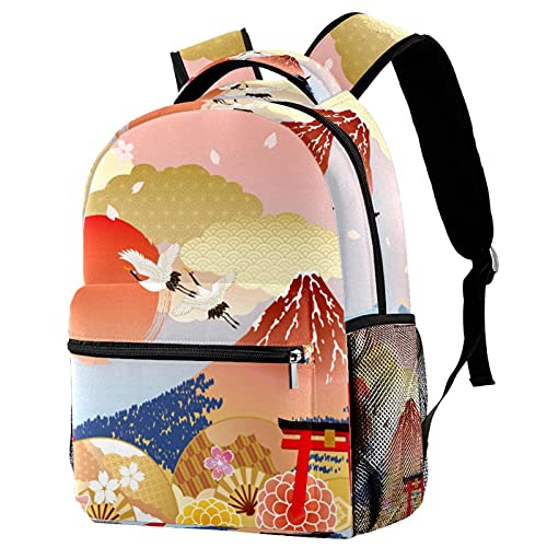 Sac à dos de voyage avec porte-bouteille fille garçon imprimé Japon