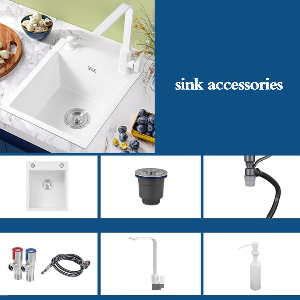 Fregadero De Sifón De Acero Inoxidable Blanco. Fregadero De Un Seno del Lado del Balcón De La Barra Mini Lavabo Pequeño para Lavavajillas De Cocina. (Color : Blanco, S : 45 * 40cm)