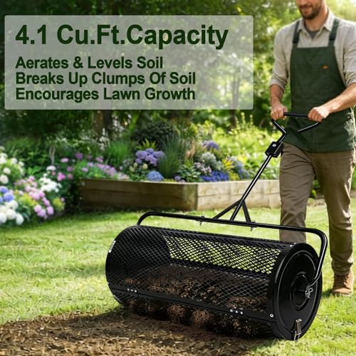 Image of TEMFAR Compost Spreader 36 Inch Push /Tow Peat Moss Spreader