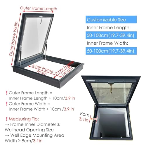 Claraboya para techo de 55x75 cm con ventilación natural para ventanas de áticos y cobertizos 3