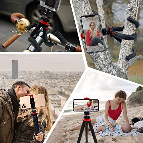 GooFoto Flexible Trepied Smartphone, Trépied Téléphone Portable avec Télécommande Sans Fil, Étanche Mini Trepied Appareil Photo avec Clip de Téléphone, pour iPhone Samsung Huawei Canon Nikon Sony DSLR - Image 4