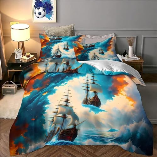 Housse de couette voilier en mer impression 3D microfibre de qualité