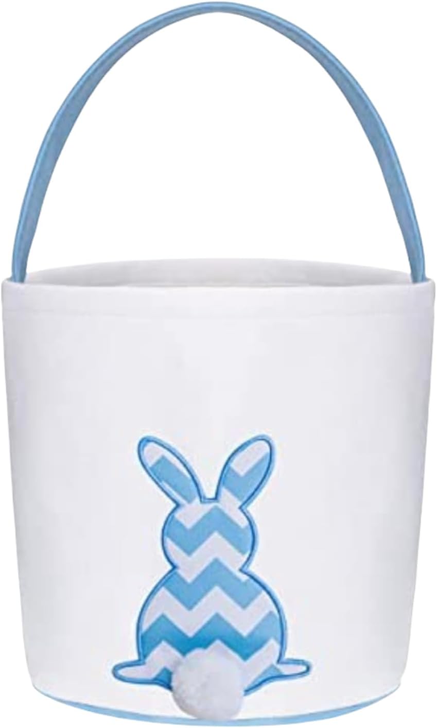 Personalized Easter Basket for Kids, Embroidered Basket for Girls and Boys Toddler Gift Bags (Chevron Bunny Basket)