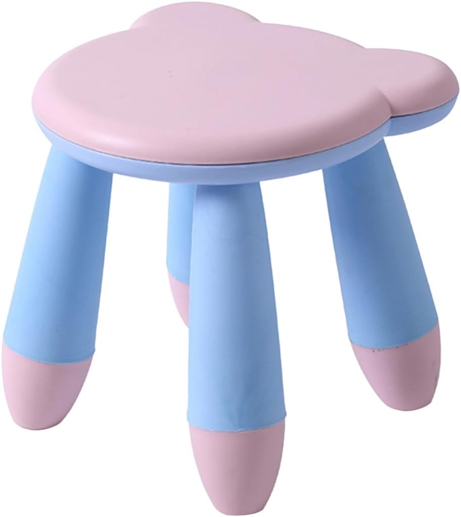 Cartoon Bear Stool, Non-Slip Small Plastic Sitting Stool, Thickened Cute Pink Footstool for Kindergarten and Home Use