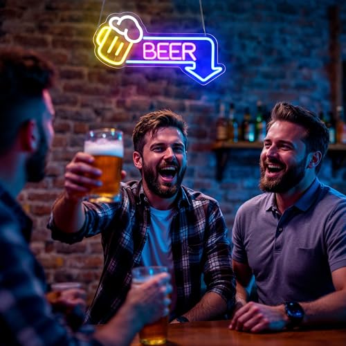 Image of Beer Neon Signs Led Beer Neon Sign for Wall Decor Dimmable Bar Led Sign Neon Sign for Man Cave Bedroom Home Bar Shop Pub Bistro Party Game Room Decor Gifts